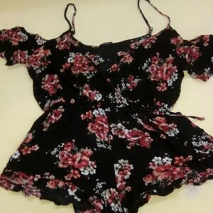 Ambiance Black and Red Floral Jumpsuit